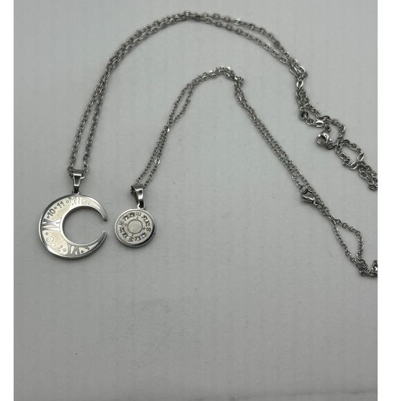 Stainless Steel 2pc Couples Match Numerical‎ Sun & Moon Astro Necklaces - Picture 6 of 6